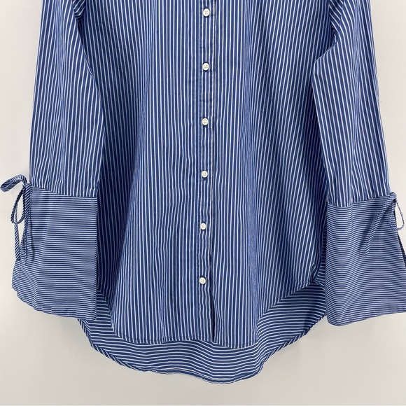 Loft Buttoned Shirt Blue Stripes Bell Sleeves 100% Cotton S - Picture 4 of 6